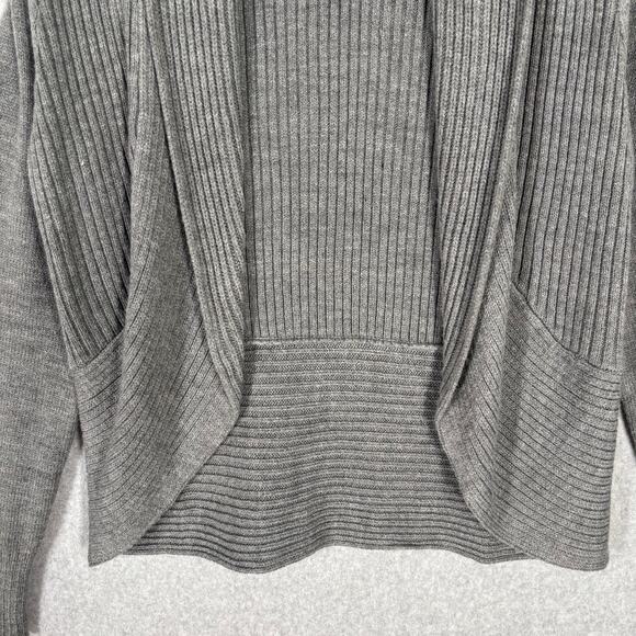 H&M Cardigan Sweater Womens Small Gray Ribbed Open Grandpa Fisherman Lounge Cozy - Picture 4 of 9